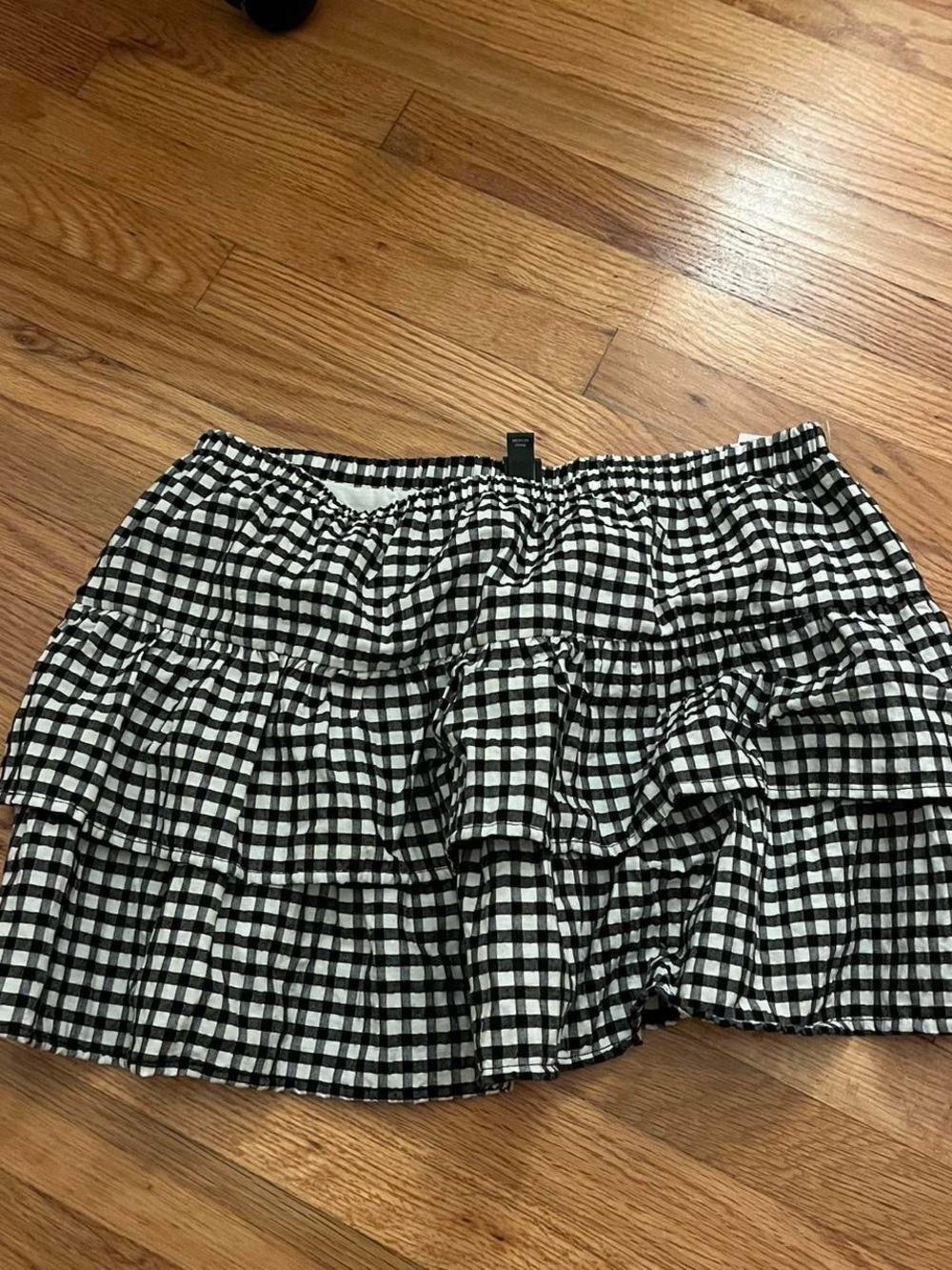 Black & White Gingham Tiered Mini Skirt